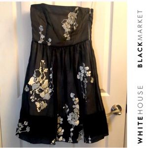White House Black Market strapless silk dress